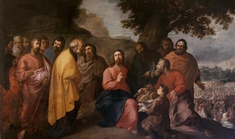 Pintura de Juan de Herrera el viejo que muestra a Jesús con sus apóstoles en el milagro de la multiplicación de los panes y los peces.
